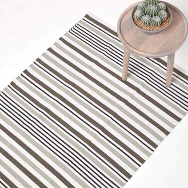 Смугастий килимок/підстилка Homescapes зі 100 бавовни, класичний смугастий килимок (90 x 150 см, сірий)