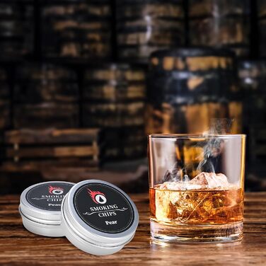 Набір для копчення коктейлів GOLDGE: набір для віскі з 6 видами дерев'яної стружки, ліхтарик, каміння для віскі. Подарунок для батька, чоловіка