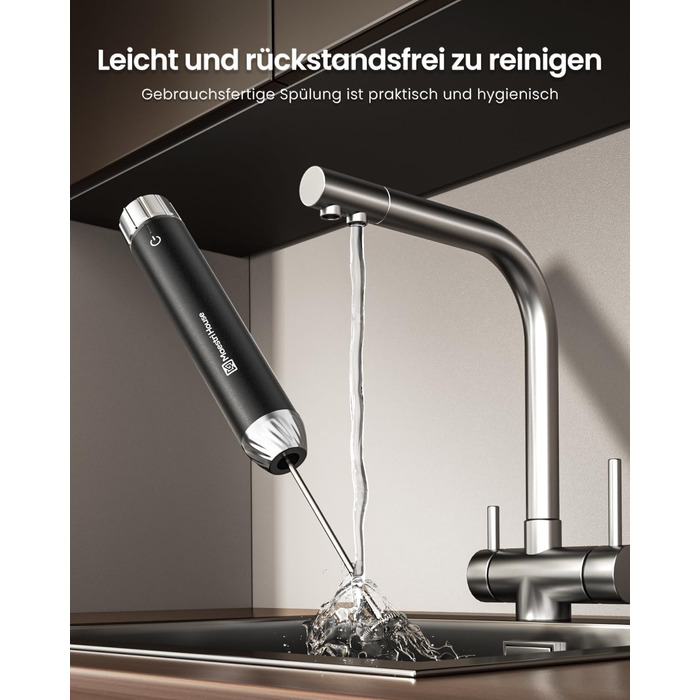 Електричний піноутворювач для молока Maestri House з регулюванням швидкості, знімний металевий вінчик, чорний