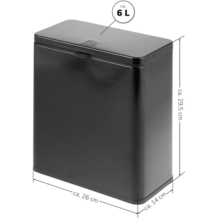 Контейнер для органічних відходів eluno 6 л з фільтром для запахів, для підвішування, стояння або склеювання, контейнер для компосту, 3 типи кріплення (чорний)