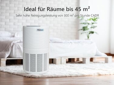 Повітряочисник FeinTech для курців з активованим вугільним фільтром, HEPA 13, до 45 м², для алергіків, проти запахів, пилу, пилку, шерсті тварин та Aerosole, FLR00100