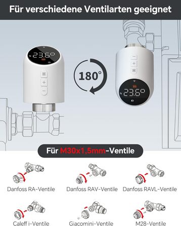 Розумний термостат для радіатора Beok WiFi з керуванням через Tuya, Google Assistant та Alexa, живлення від батарейок