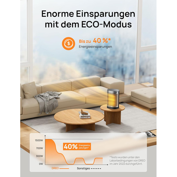 Електричний обігрівач DREO Keramikheizung 318,1500W з термостатом, захистом від перегріву та нахилу, таймером, дитячим замком, економією енергії 40%, тихий, срібний, для спальні, класичний дизайн