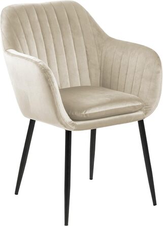 AC Design Furniture Стілець для їдальні Венді, Велюр/Метал, 57x61x83 см, 1 шт. (Бежевий/Чорний)