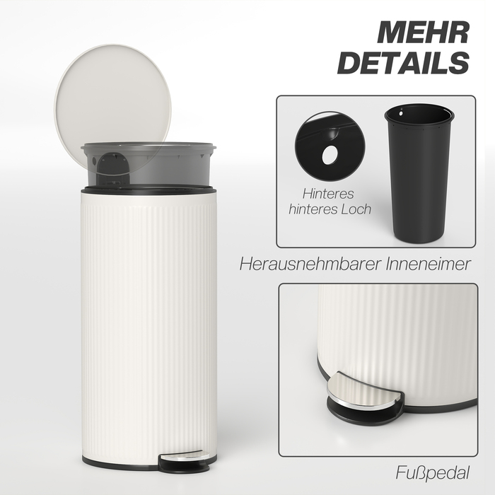Відро для сміття 30 л з м'яким закриттям кришки та педаллю, внутрішній відрізок з металу, чорного кольору, розміри 36 x 30 x 60,5 см