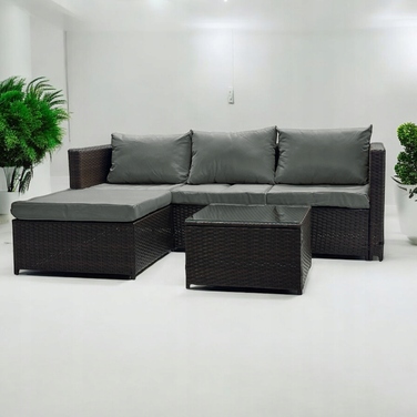 Двосторонній садовий кутовий диван SFS066 MTG, комплект садових меблів, коричневий