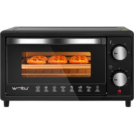 Міні-піч WOLTU 10 л, 800 Вт: піч для піци, тостів, індички, хот-догів. Чорний колір