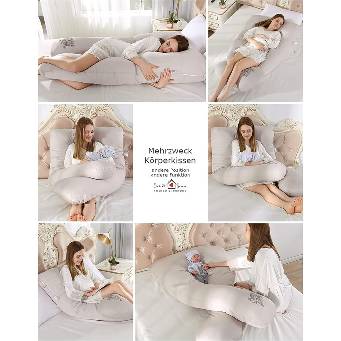Образна подушка для вагітних бічна подушка для сну Подушка для зберігання зі знімним і миється дизайном з 100 бавовни 320tc з вишивкою (місячний промінь, 140 х 80 см) місячний промінь 140 х 80 см