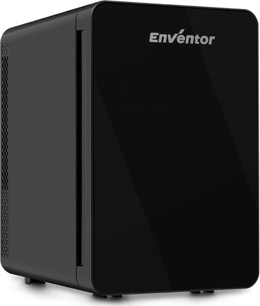 Міні холодильник Enventor 10 л, 220В/12В, з LCD-дисплеєм, охолодження й підігрів, для авто, подорожей, косметики, напоїв та продуктів (білий, 15 л, чорний)