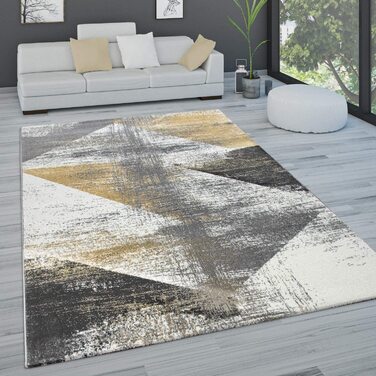 Домашній килим Пако, Вінтажний килим з коротким ворсом для вітальні, спальні, Сучасний пастельний ромбоподібний візерунок, Абстрактний, розмір колір (200x290 см, жовтий)
