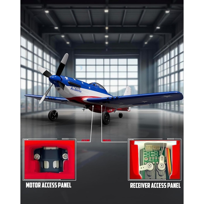 Літак на радіокеруванні VolantexRC 761-5 P-51 Mustang RTF 4-канальний, з Xpilot стабілізацією, для початківців, готовий до польоту