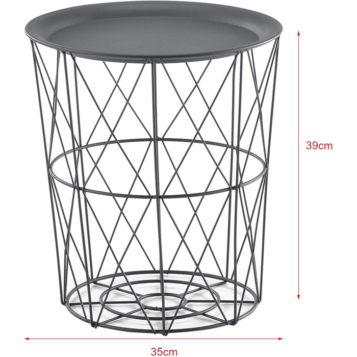Набір з 3 металевих кошиків Журнальний столик зі знімними стільницями Диван Стіл Піднос Стіл для вітальні 3 Бічні столики (темно-сірий)