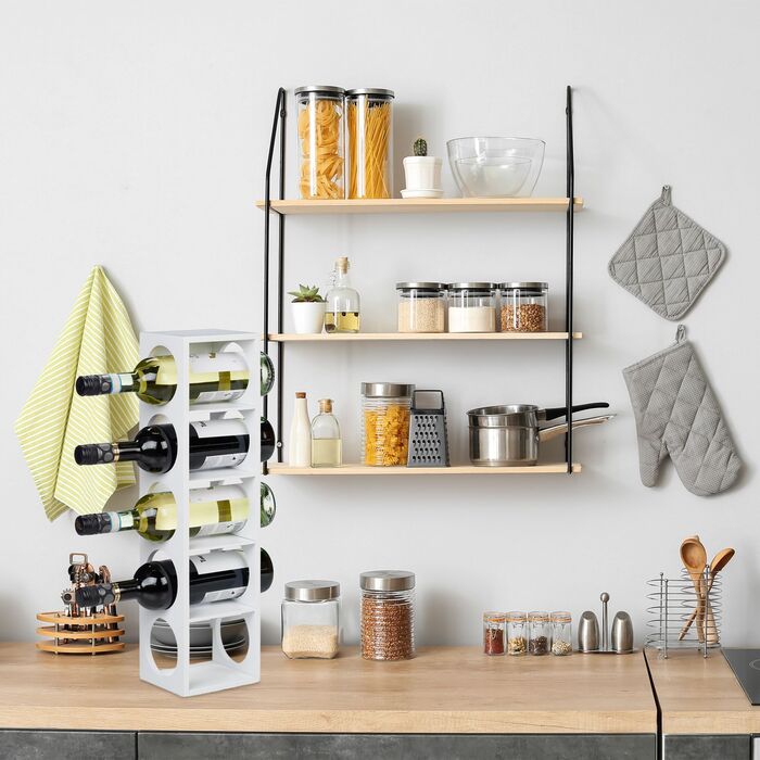 Стильна полиця для вина Relaxdays з бамбука білого кольору