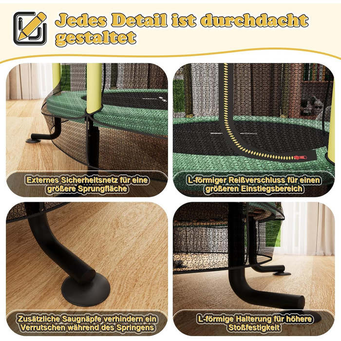 Батут дитячий JUMMICO з захисною сіткою Ø145 см, до 50 кг, для дітей від 3 років, жовтий