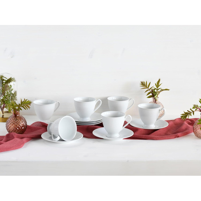 CreaTable Серія Valencia Pastell: 12-Piece Набір посуду з порцеляни для 6 осіб (кремовий, блакитний, зелений)