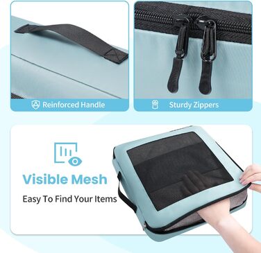 Набір органайзерів для одягу в дорогу Packing Cubes для валізи, 10 шт, блакитно-зелений