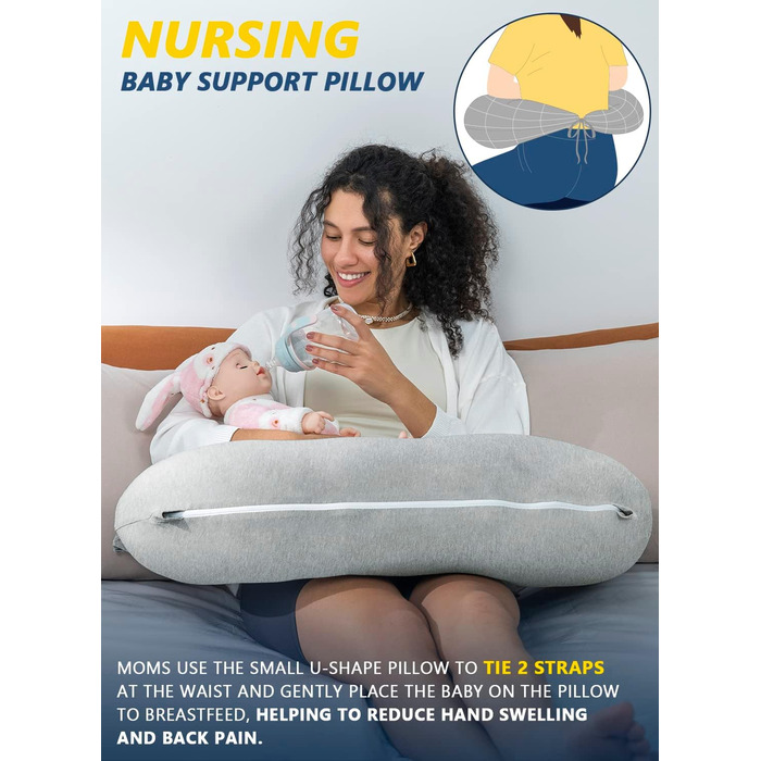 Підкуштунок для читання INSEN: комфортне сидіння в ліжку, для читання, відпочинку, матерів та дітей, сірий джерсі