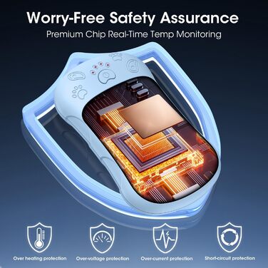 Електричні грілки для рук, 2 шт. 6000mAh, акумуляторні, багаторазові, для спорту, полювання, кемпінгу, теплий подарунок для жінок, чоловіків, дітей, блакитні