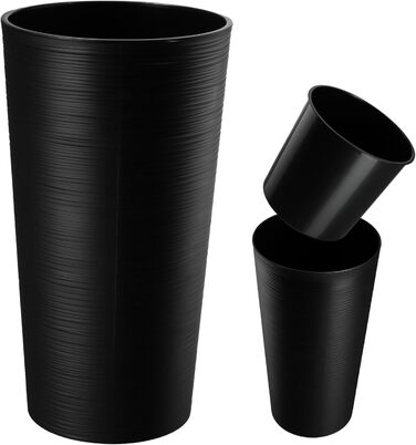 Набір горщиків KADAX (3 шт) з дерев'яною стружкою, чорний, 19.25/30 см