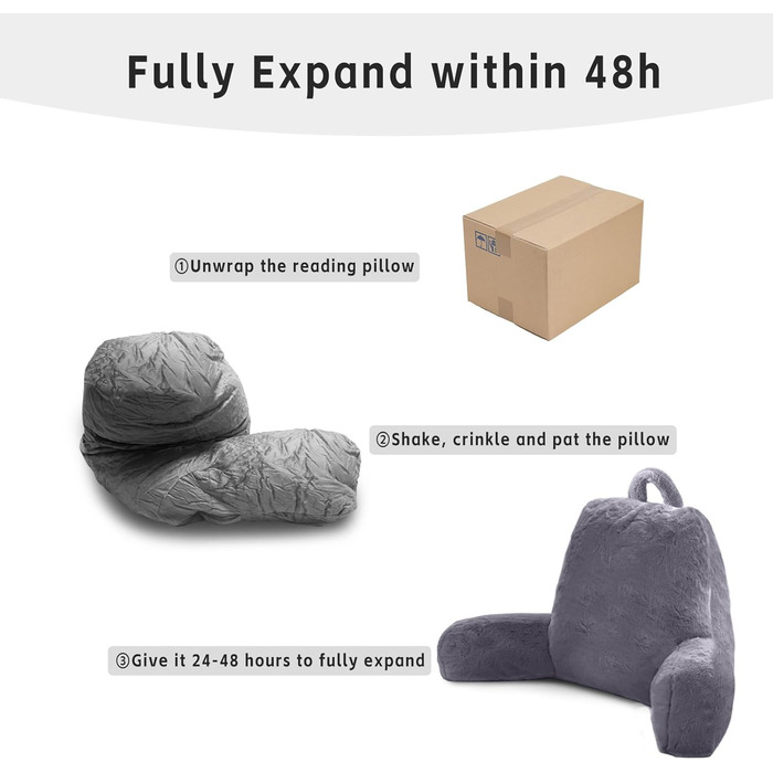 М'яке крісло-мішок для читання з підлокітниками, штучний хутро, велике, сірий колір