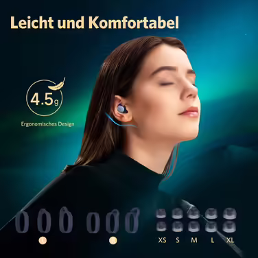 EarFun Free Pro 3 бездротові Bluetooth навушники з шумозаглушенням, Hi-Res Audio, Snapdragon Sound, aptX Adaptive, 6 мікрофонів для HD-дзвінків, Multipoint, акумулятор 33 год, бездротова зарядка, налаштовуваний еквалайзер, сині