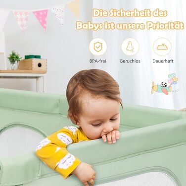 Манеж для малюків GOPLUS з 50 кульками, захисна огорожа для немовлят і дітей, дихаюча сітка, ігровий манеж-зал з 2 дверцятами на блискавці, без матраца, зелений