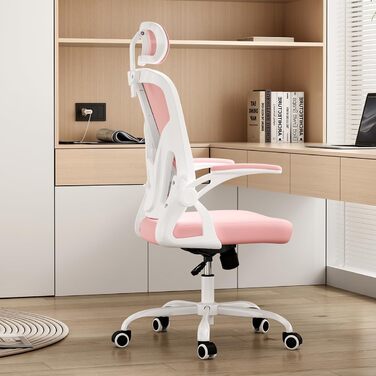 Ергономічне крісло Farini з підлокітниками для офісу та дому, з роликами та підголівником (світлороже)