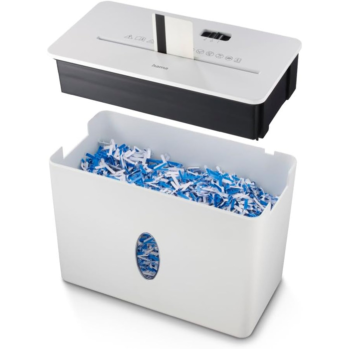 Шредер для документів Hama P4 T4 E3 (білий), з функцією подрібнення пластикових карт, безпечний, з кошиком 8л, DSGVO-сумісний