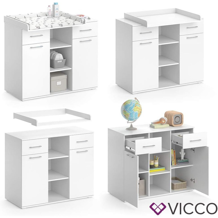 Комод-гойдалка Vicco Leonie з люлькою, білий, 113 x 100 см