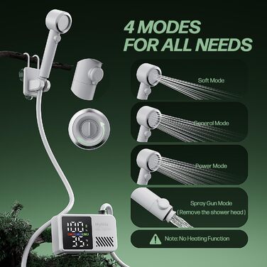 Митрікс Портативна душова система для кемпінгу: 10л/хв, акумулятор 7800mAh, 4 режими, IPX8, для подорожей та автомиття