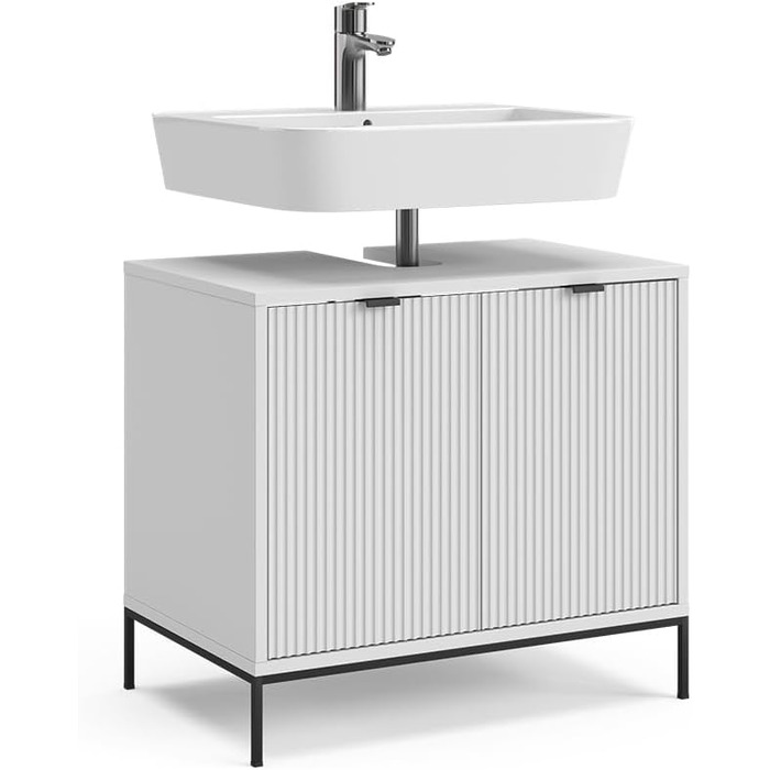 Тумба під раковину Vicco Eliza, біла, 70 x 63 см, 2 дверцята для зберігання аксесуарів для ванної кімнати та косметики