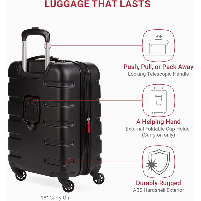 Чемодан SwissGear 7366 Hardside з розширюваним об'ємом та спін-колесами (3-Piece Set) - Зелений/Чорний