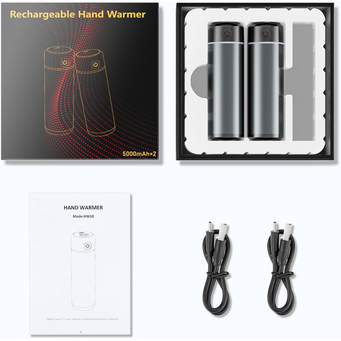 Електричний грієчка для рук EXTSUD 10000mAh: портативний зарядний пристрій, Powerbank, подарунок на зиму для чоловіків та жінок сірого кольору