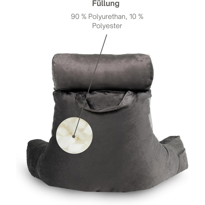 Подушка для читання Bananair – м'яка та комфортна спинка для ліжка та дивану з тканини Cord. Знімна та пральна наволочка, ергономічна сидіння з підлокітниками (кремовий)