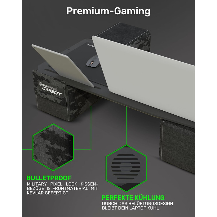 Couchmaster CYBOT: ергономічний столик для ноутбука на диван, софу та ліжко. Широкий столик для ноутбука та бездротових аксесуарів