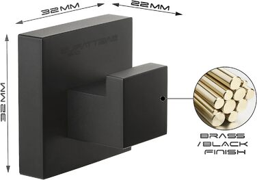 Гачок для рушників Sagittarius One 32s1-B самоклеючий / чорний матовий гачок для рушників з 2 предметів / самоклеючі гачки з нержавіючої сталі / Kle
