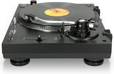 Програвач вінілу Lenco L-3808 з прямим приводом, DJ-плеєр, 33/45 об/хв, Pitch-Control, магнітний звукознімач, підсвічування голки, білий/чорний