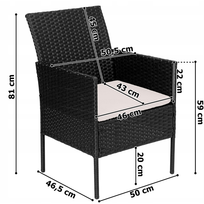 Комплект садових меблів з техноротанга eHokery Magnolia, чорний, 4 предмети