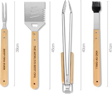 Набір барбекю 4 шт. з нержавіючої сталі: інструменти для гриля, аксесуари для барбекю, подарунок для чоловіків, набір у кейсі для дачі та кемпінгу