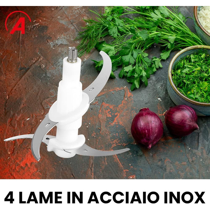 Електричний подрібнювач Ardes ARCHOP01 з 4 сталевими лезами, 300 Вт, 2 швидкості, скляна чаша