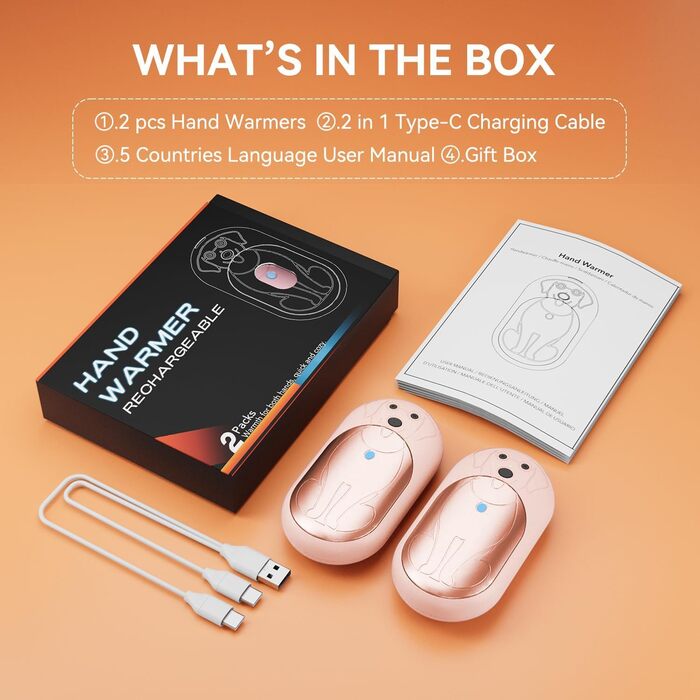Електричні грілки для рук COTOP, 6000mAh, 2 шт. - USB-C, 3 режими нагріву, для жінок, чоловіків, дітей, катання на лижах, піших прогулянок, зелений (рожевий)