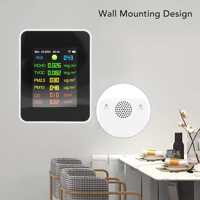 DEWIN 9-в-1 Монітор Якості Повітря, WiFi-детектор, тестер якості повітря, LCD-дисплей, багатофункціональний прилад для вимірювання якості повітря в приміщенні