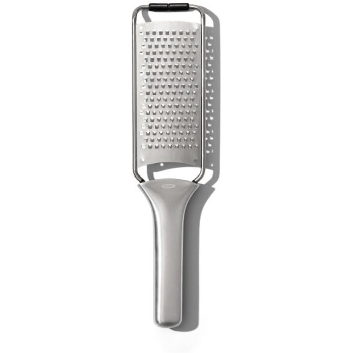OXO Good Grips Тріскачка-тертка для овочів з контейнером з нержавіючої сталі, срібляста/чорна
