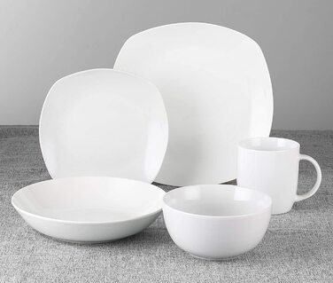 Щоденний набір посуду / Набір з 30 предметів для 6 осіб / порцелянова універсальна Біла кутова форма купе / Waterside England by R