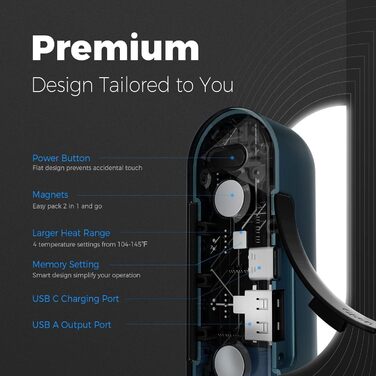 Електричний грієчка OCOOPA MagTwins UT2s (10000 mAh, 4 режими нагріву, блакитний)