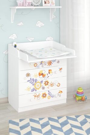 Комод-пеленальник Shefa Kids 800 білий - якісний комод з пеленальним столиком для дитячої кімнати