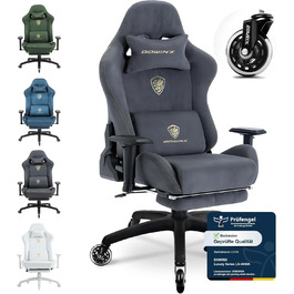 Ігровий крісло Dowinx з мікрофібри, дихаючий та ергономічний офісний стілець, м'яке відчуття, регульована підставка для ніг (світло-сірий)