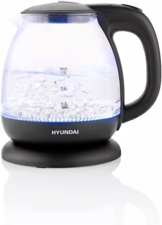 Електрочайник скляний HYUNDAI VK 101 з LED-підсвіткою, захистом від перегріву, 1 л, 1100 Вт