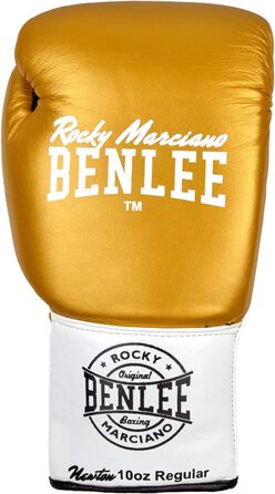 Боксерські рукавички Benlee зі шкіри Newton (08 унцій, золоті / білі / чорні)