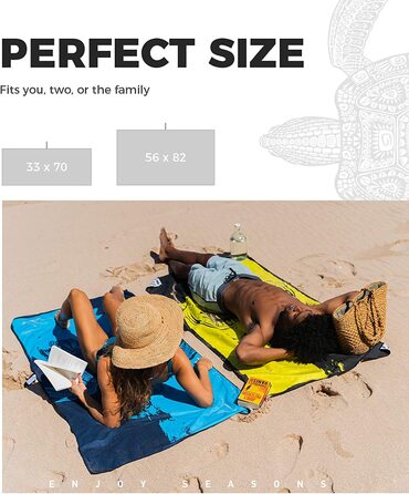 Пляжний рушник OCOOPA Diveblues з мікрофібри-дуже великий, 200x145 см, швидковисихаючий, м'який, легкий, не вимагає особливого догляду, компактний рушник без піску, ідеально підходить для пляжного плавання (черепаха, 200 х 145 см)